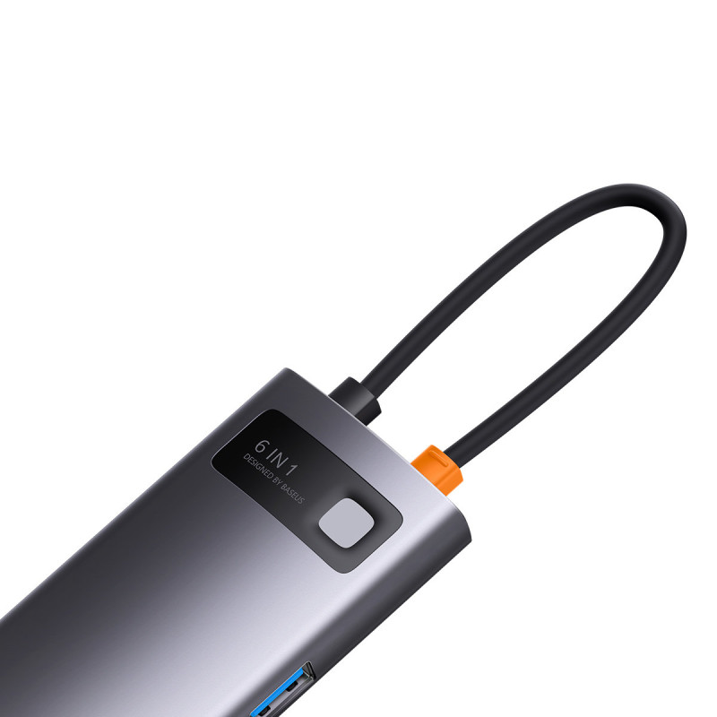 StarJoy HUB 6in1 USB-C 3xUSB HDMI RJ45 PD pilka