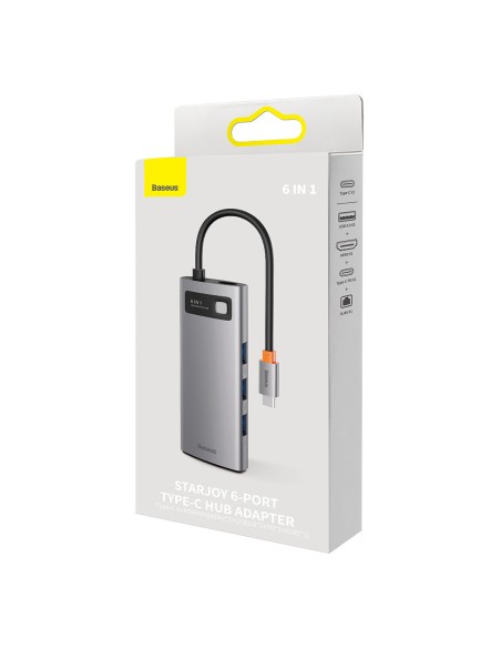 StarJoy HUB 6in1 USB-C 3xUSB HDMI RJ45 PD pilka StarJoy HUB 6in1 USB-C 3xUSB HDMI RJ45 PD pilka