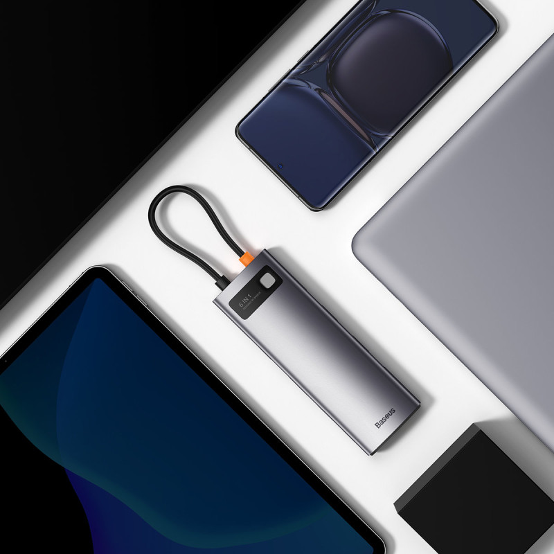 StarJoy HUB 6in1 USB-C 3xUSB HDMI RJ45 PD pilka