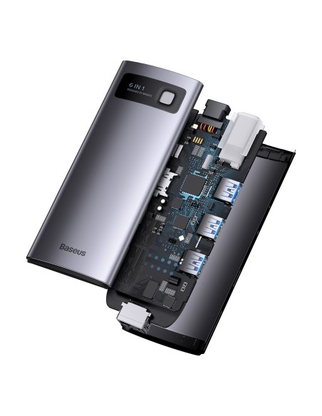 StarJoy HUB 6in1 USB-C 3xUSB HDMI RJ45 PD pilka StarJoy HUB 6in1 USB-C 3xUSB HDMI RJ45 PD pilka