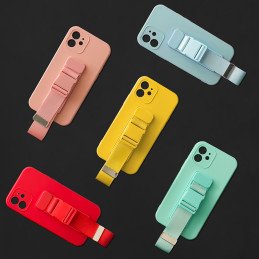 Virvės dėklas gelio dėklas su dirželiu grandinės rankinės diržas Samsung Galaxy A22 5G raudonas