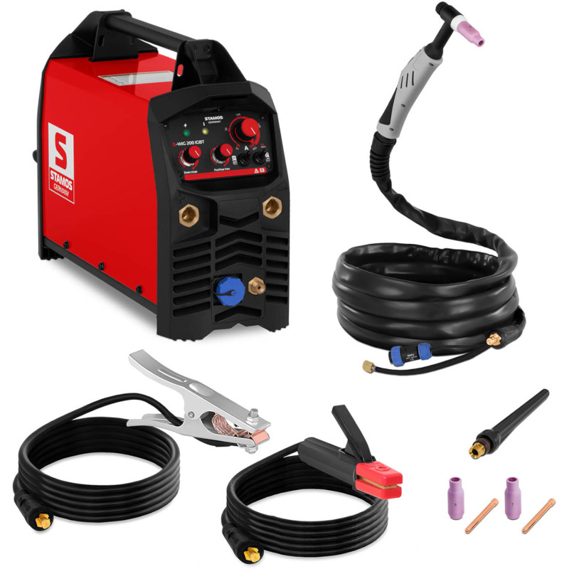 Inverterinis suvirintojas IGBT TIG MMA 2T/4T ARC-Force Anti Stick 200A Stamos Vokietija