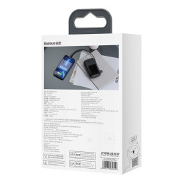 Qpow powerbank 10000mAh integruotas kabelis iPhone Lightning 20W Quick Charge juodas