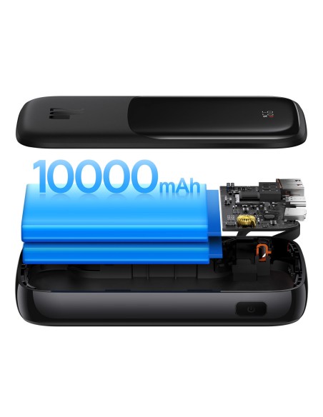Qpow powerbank 10000mAh integruotas kabelis iPhone Lightning 20W Quick Charge juodas