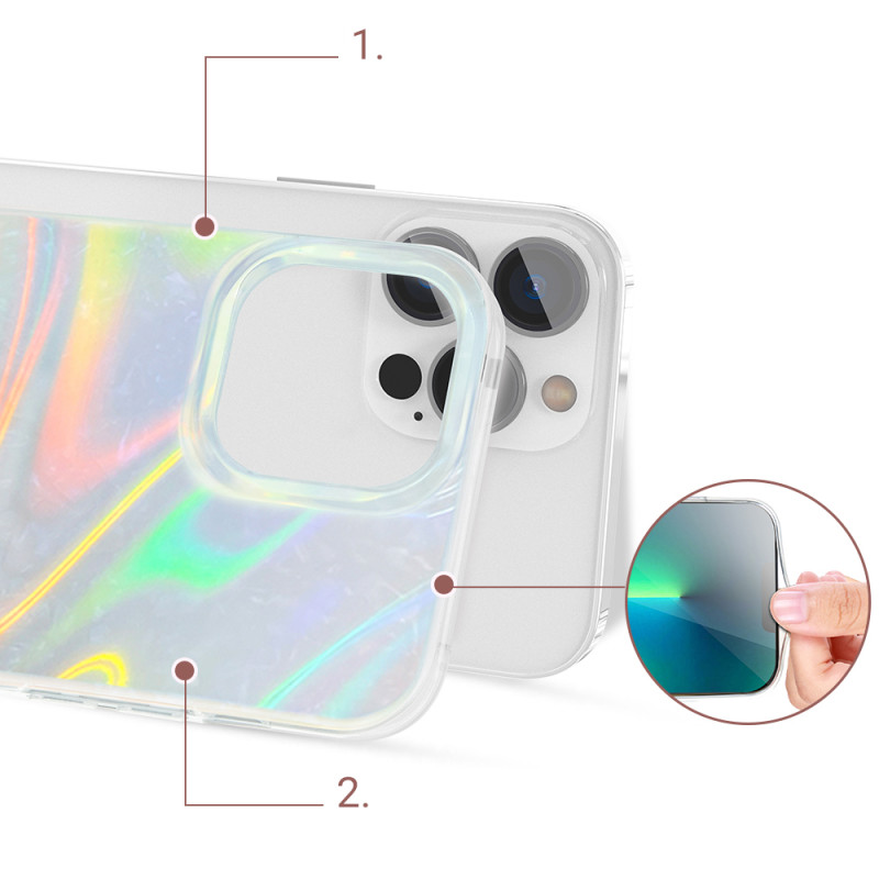 Kingxbar Shell serijos prabangus elegantiškas dėklas, skirtas iPhone 13 Pro perlų mėlynai