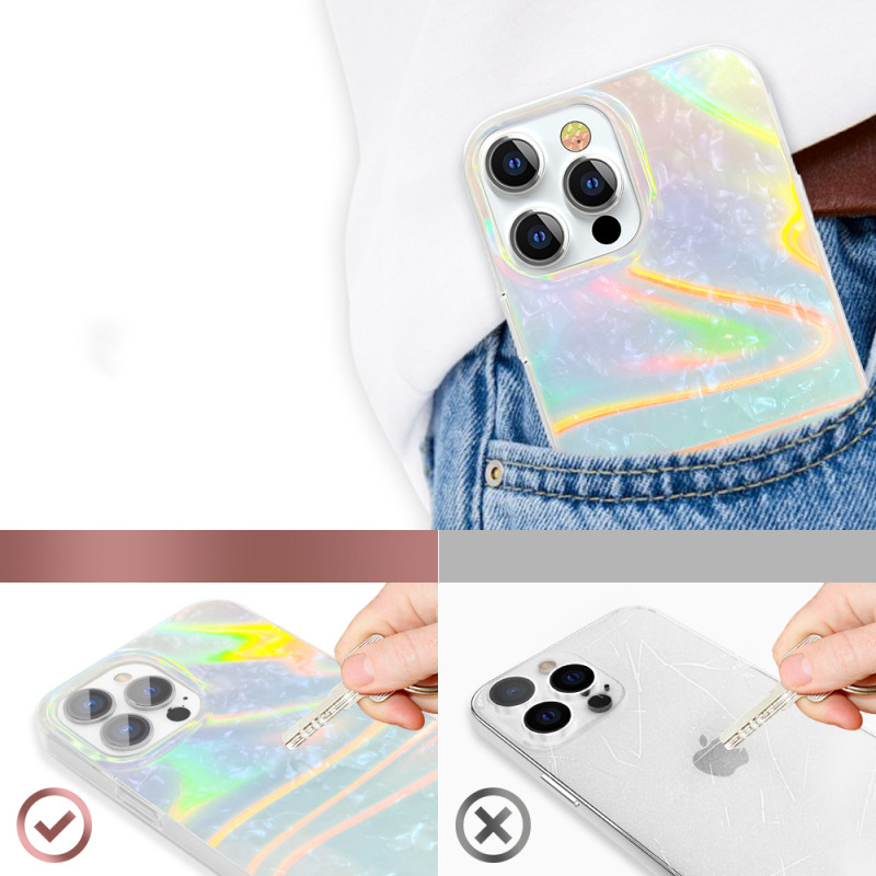 Kingxbar Shell serijos prabangus elegantiškas dėklas, skirtas iPhone 13 Pro perlų mėlynai