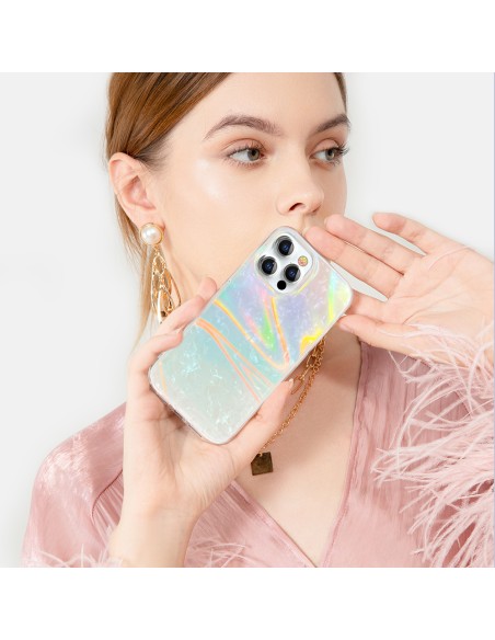 Kingxbar Shell serijos prabangus elegantiškas dėklas, skirtas iPhone 13 Pro perlų mėlynai Kingxbar Shell serijos prabangus elegantiškas dėklas, skirtas iPhone 13 Pro perlų mėlynai