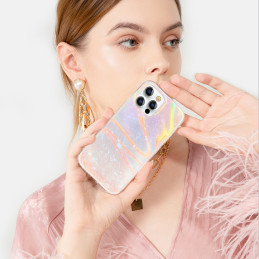 Kingxbar Shell serijos prabangus elegantiškas dėklas iPhone 13 Pro perlų rožinis