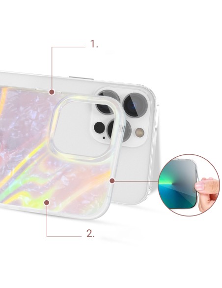 Kingxbar Shell serijos prabangus elegantiškas dėklas iPhone 13 Pro perlų rožinis Kingxbar Shell serijos prabangus elegantiškas dėklas iPhone 13 Pro perlų rožinis