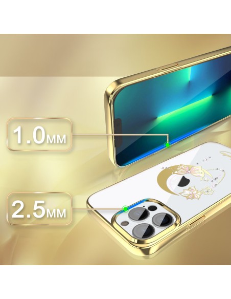 Prabangus Kingxbar Moon Series dėklas su Swarovski kristalais, skirtas iPhone 13 Pro auksui (Butterfly) Prabangus Kingxbar Moon Series dėklas su Swarovski kristalais, skirtas iPhone 13 Pro auksui (Butterfly)