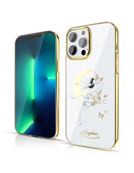 Prabangus Kingxbar Moon Series dėklas su Swarovski kristalais, skirtas iPhone 13 Pro aukso (gėlė) Prabangus Kingxbar Moon Series dėklas su Swarovski kristalais, skirtas iPhone 13 Pro aukso (gėlė)