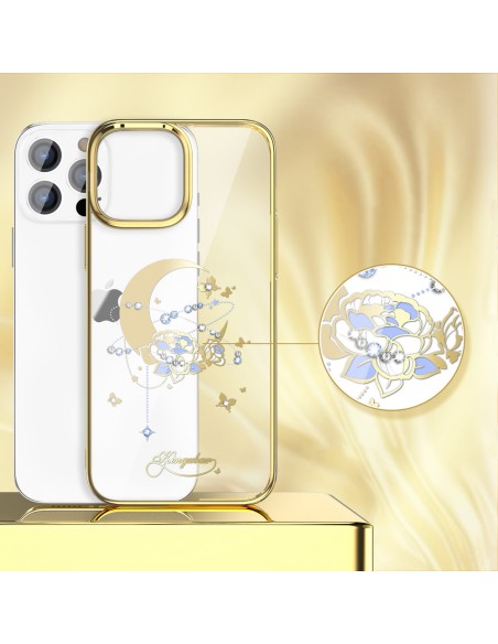Prabangus Kingxbar Moon Series dėklas su Swarovski kristalais, skirtas iPhone 13 Pro aukso (gėlė) Prabangus Kingxbar Moon Series dėklas su Swarovski kristalais, skirtas iPhone 13 Pro aukso (gėlė)
