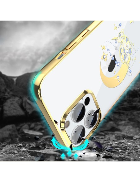 Prabangus Kingxbar Moon Series dėklas su Swarovski kristalais, skirtas iPhone 13 Pro aukso (gėlė) Prabangus Kingxbar Moon Series dėklas su Swarovski kristalais, skirtas iPhone 13 Pro aukso (gėlė)