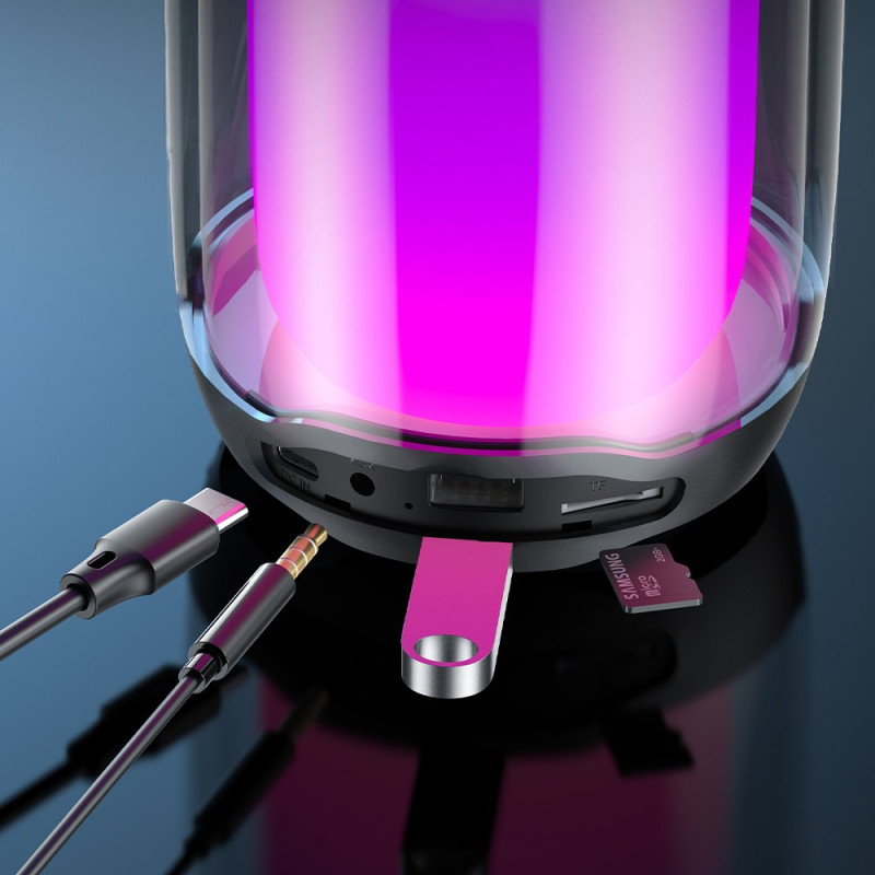 WK Design belaidis garsiakalbis Bluetooth 5.0 RGB 2000mAh juodas (D31 juodas)
