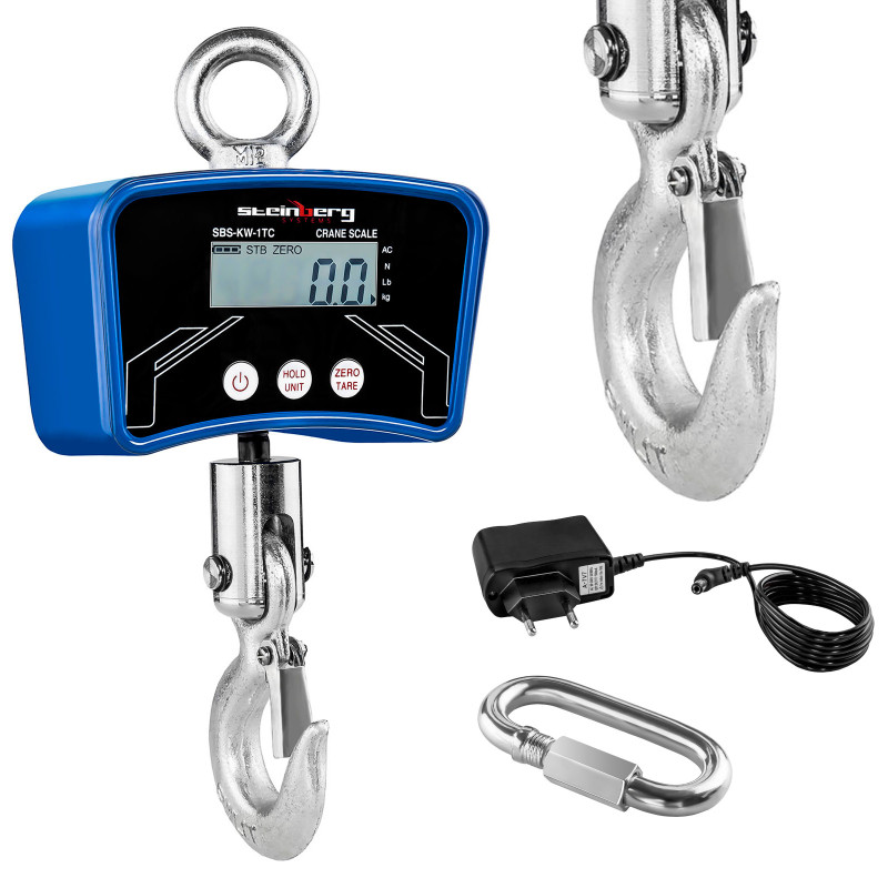 Kablio svarstyklės pakabinamos iki 1 tonos SBS-KW-1TC su maitinimo šaltiniu 1000kg / 0,2kg