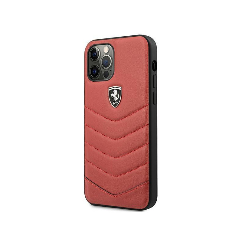 Ferrari Off Track dygsniuotas dėklas iPhone 12 / iPhone 12 Pro - raudonas