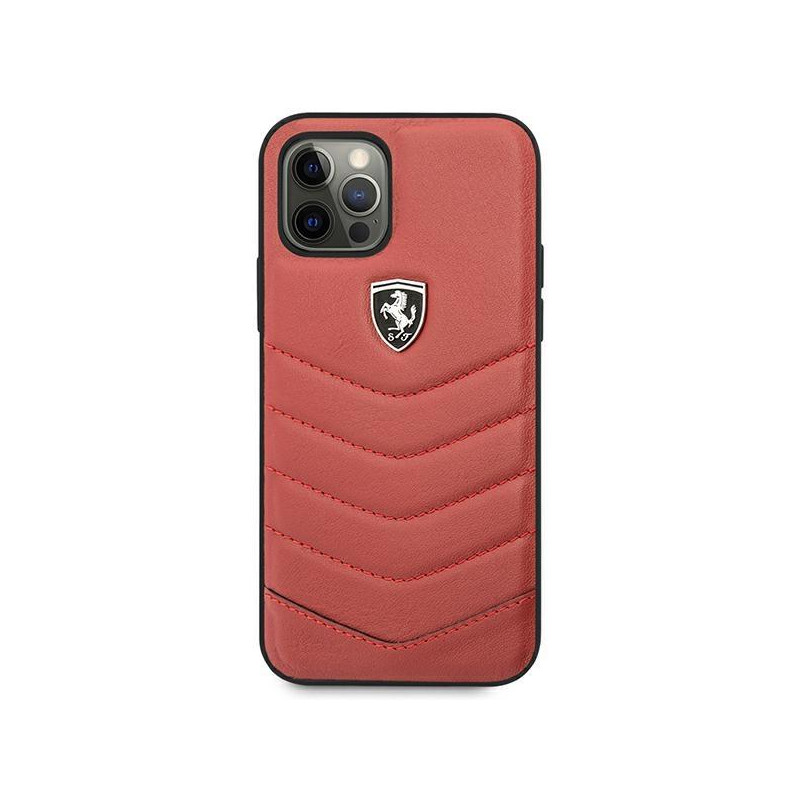 Ferrari Off Track dygsniuotas dėklas iPhone 12 / iPhone 12 Pro - raudonas