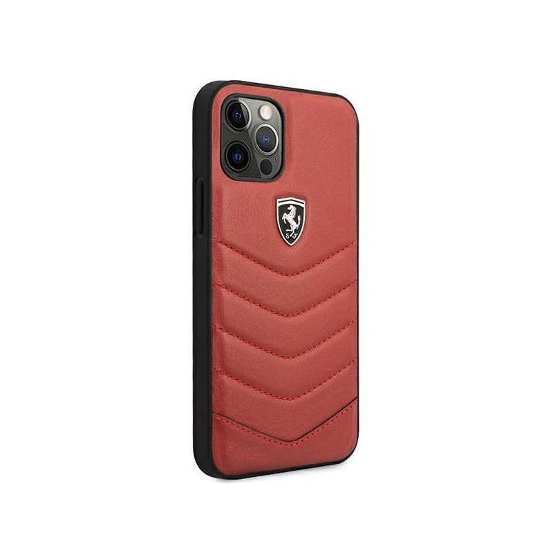 Ferrari Off Track dygsniuotas dėklas iPhone 12 / iPhone 12 Pro - raudonas