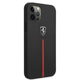 Ferrari Off Track Leather Nylon Stripe dėklas, skirtas iPhone 12 Pro Max - juodas