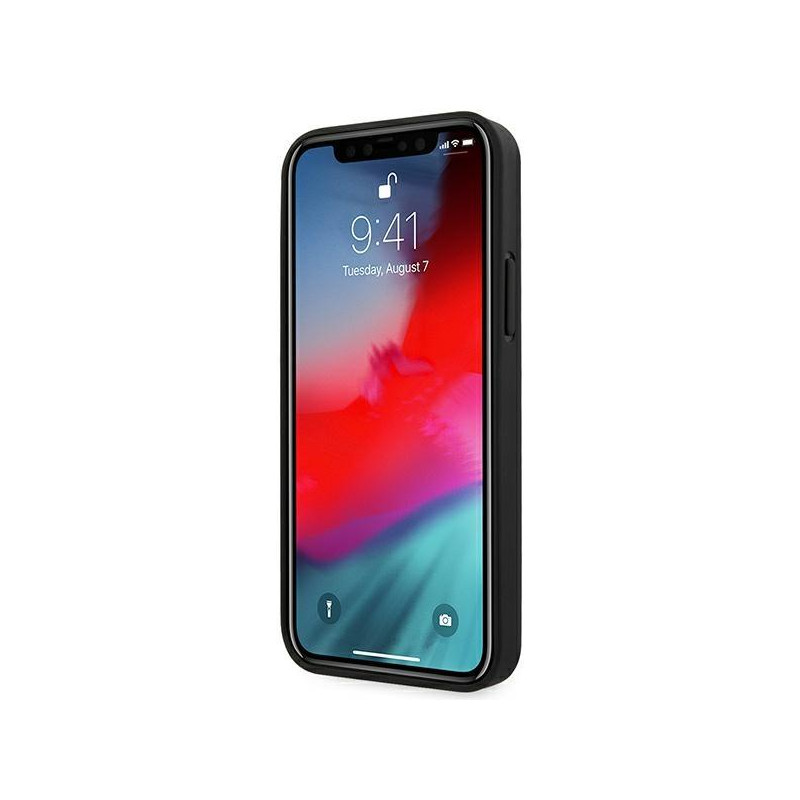Ferrari Off Track Leather Nylon Stripe dėklas, skirtas iPhone 12 Pro Max - juodas