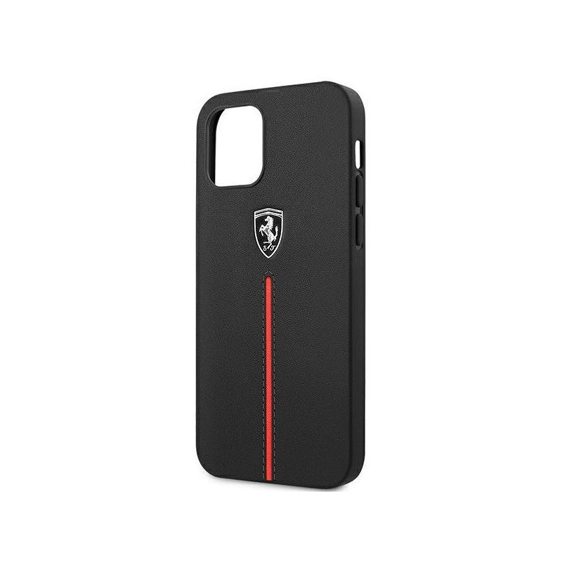 Ferrari Off Track Leather Nylon Stripe dėklas, skirtas iPhone 12 Pro Max - juodas