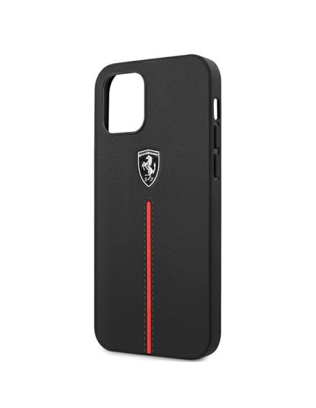 Ferrari Off Track Leather Nylon Stripe dėklas, skirtas iPhone 12 Pro Max - juodas Ferrari Off Track Leather Nylon Stripe dėklas, skirtas iPhone 12 Pro Max - juodas