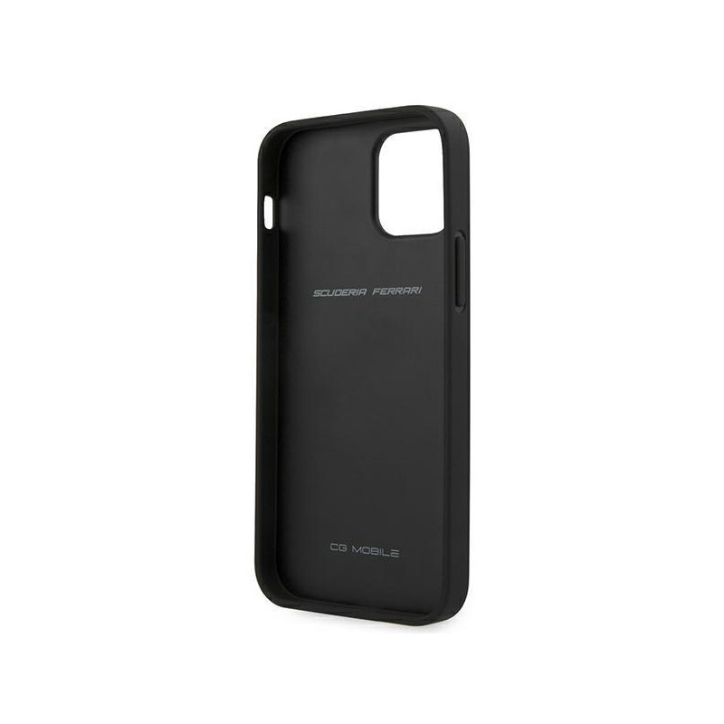 Ferrari Off Track Leather Nylon Stripe dėklas, skirtas iPhone 12 Pro Max - juodas