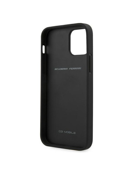 Ferrari Off Track Leather Nylon Stripe dėklas, skirtas iPhone 12 Pro Max - juodas Ferrari Off Track Leather Nylon Stripe dėklas, skirtas iPhone 12 Pro Max - juodas