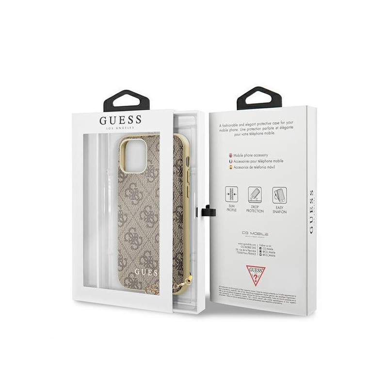 Guess 4G Charms Collection dėklas, skirtas iPhone 11 / Xr - rudas