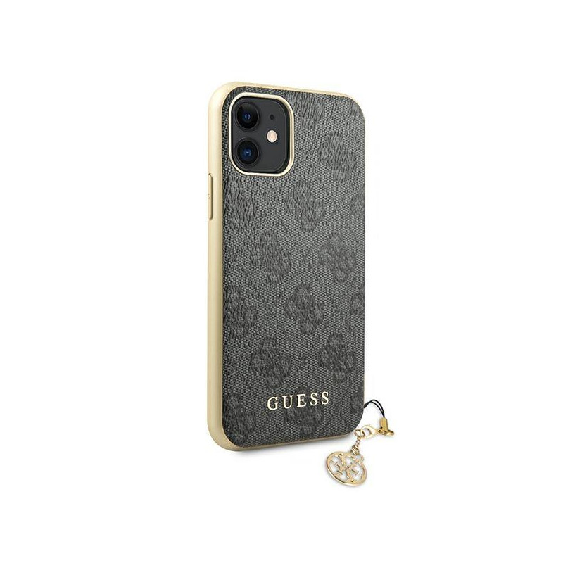 Guess 4G Charms Collection dėklas, skirtas iPhone 11 / Xr - pilkas