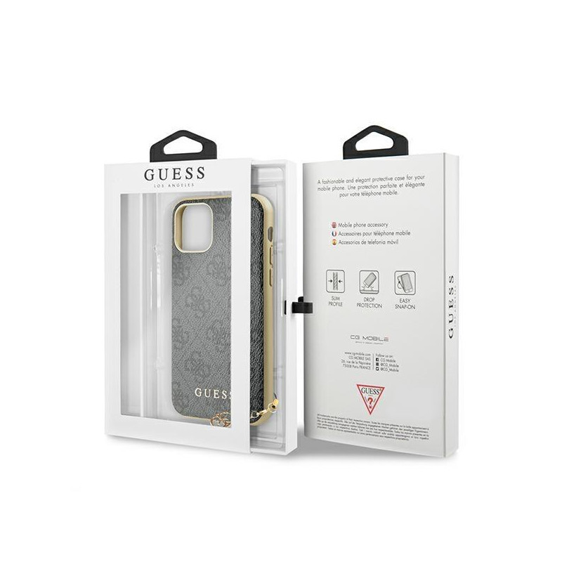 Guess 4G Charms Collection dėklas, skirtas iPhone 11 / Xr - pilkas