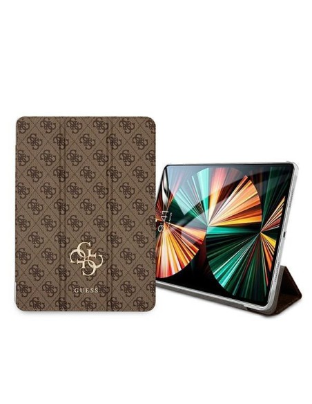 Guess GUIC12G4GFBR iPad 12,9" 2021 m. knygos viršelis rudas/ rudas 4G kolekcija Guess GUIC12G4GFBR iPad 12,9" 2021 m. knygos viršelis rudas/ rudas 4G kolekcija