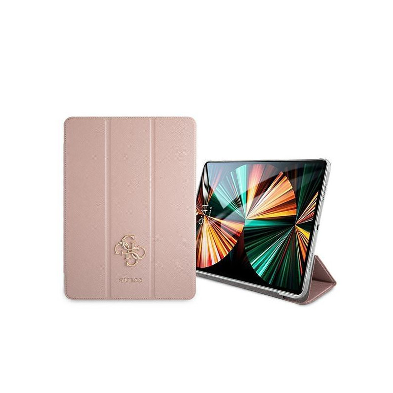 Guess Saffiano Collection dėklas, skirtas iPad 12,9 colių 2021 m. – rožinis