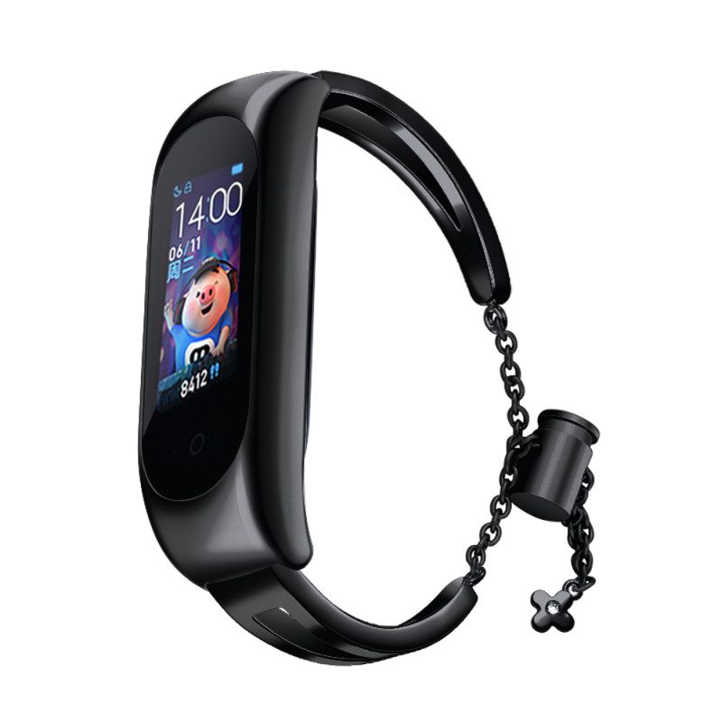 Keičiamas metalinės juostos apyrankės grandinės dirželis, skirtas Xiaomi Mi Band 6/ 5/ 4/ 3 juodas