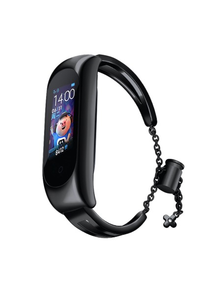 Keičiamas metalinės juostos apyrankės grandinės dirželis, skirtas Xiaomi Mi Band 6/ 5/ 4/ 3 juodas Keičiamas metalinės juostos apyrankės grandinės dirželis, skirtas Xiaomi Mi Band 6/ 5/ 4/ 3 juodas