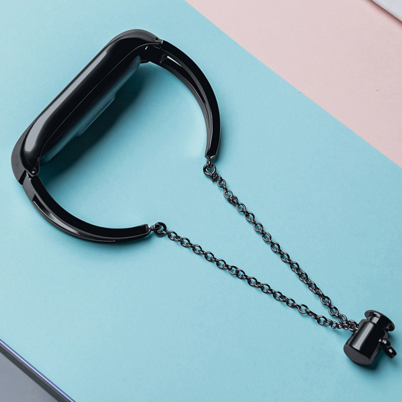 Keičiamas metalinės juostos apyrankės grandinės dirželis, skirtas Xiaomi Mi Band 6/ 5/ 4/ 3 juodas