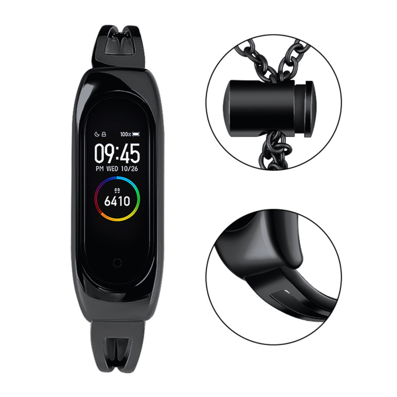 Keičiamas metalinės juostos apyrankės grandinės dirželis, skirtas Xiaomi Mi Band 6/ 5/ 4/ 3 juodas