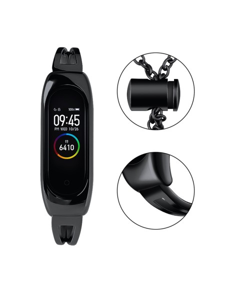 Keičiamas metalinės juostos apyrankės grandinės dirželis, skirtas Xiaomi Mi Band 6/ 5/ 4/ 3 juodas Keičiamas metalinės juostos apyrankės grandinės dirželis, skirtas Xiaomi Mi Band 6/ 5/ 4/ 3 juodas