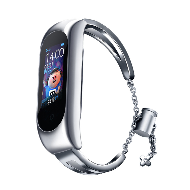 Keičiamas metalinės juostos apyrankės grandinės dirželis, skirtas Xiaomi Mi Band 6/ 5/ 4/ 3 sidabrinis