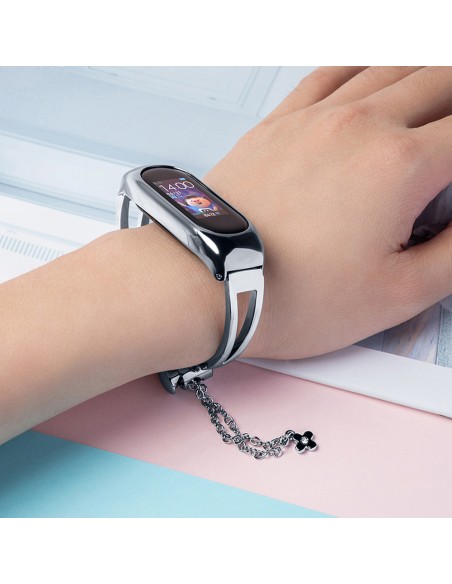 Keičiamas metalinės juostos apyrankės grandinės dirželis, skirtas Xiaomi Mi Band 6/ 5/ 4/ 3 sidabrinis Keičiamas metalinės juostos apyrankės grandinės dirželis, skirtas Xiaomi Mi Band 6/ 5/ 4/ 3 sidabrinis