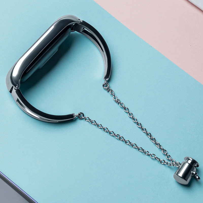 Keičiamas metalinės juostos apyrankės grandinės dirželis, skirtas Xiaomi Mi Band 6/ 5/ 4/ 3 sidabrinis