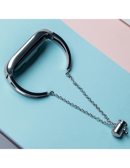 Keičiamas metalinės juostos apyrankės grandinės dirželis, skirtas Xiaomi Mi Band 6/ 5/ 4/ 3 sidabrinis Keičiamas metalinės juostos apyrankės grandinės dirželis, skirtas Xiaomi Mi Band 6/ 5/ 4/ 3 sidabrinis