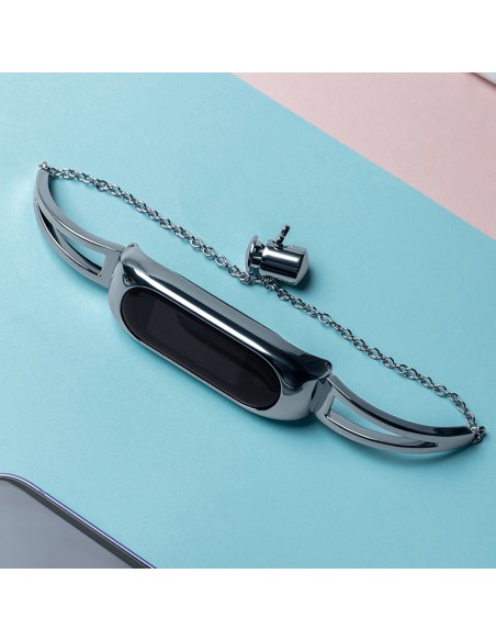 Keičiamas metalinės juostos apyrankės grandinės dirželis, skirtas Xiaomi Mi Band 6/ 5/ 4/ 3 sidabrinis Keičiamas metalinės juostos apyrankės grandinės dirželis, skirtas Xiaomi Mi Band 6/ 5/ 4/ 3 sidabrinis