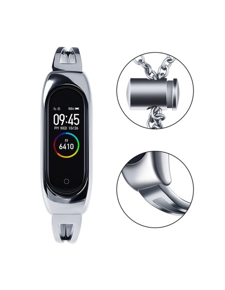 Keičiamas metalinės juostos apyrankės grandinės dirželis, skirtas Xiaomi Mi Band 6/ 5/ 4/ 3 sidabrinis Keičiamas metalinės juostos apyrankės grandinės dirželis, skirtas Xiaomi Mi Band 6/ 5/ 4/ 3 sidabrinis