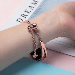 Keičiamas metalinės juostos apyrankės grandinės dirželis, skirtas Xiaomi Mi Band 6/ 5/ 4/ 3 rožinė