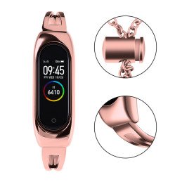 Keičiamas metalinės juostos apyrankės grandinės dirželis, skirtas Xiaomi Mi Band 6/ 5/ 4/ 3 rožinė