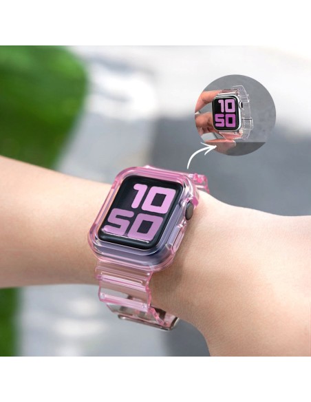 Dirželio šviesos rinkinys Silikoninės juostos apyrankės apyrankės apyrankės dėklas laikrodžiui 6 44 mm / laikrodis 5 44 ...