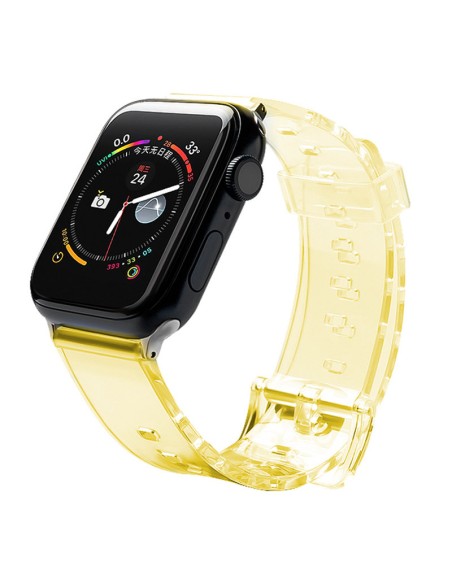 Lengvos silikoninės juostos apyrankės apyrankės laikrodžiui 6/ 5/ 4/ 3/ 2 (44mm/ 42mm) Geltona