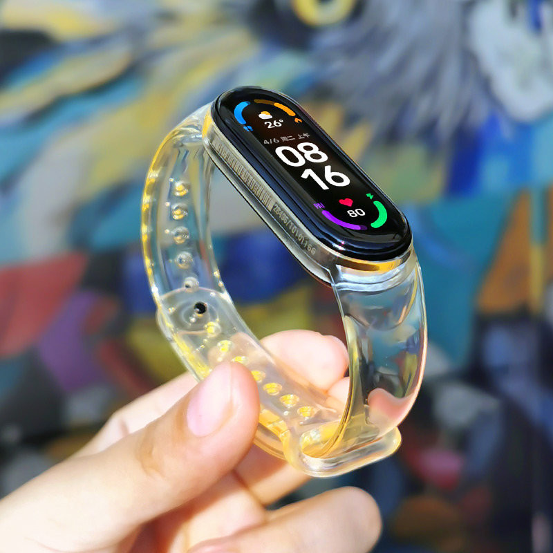 Keičiama silikoninė apyrankės apyrankė apyrankė skirta Xiaomi Mi Band 6/ 5 Yellow
