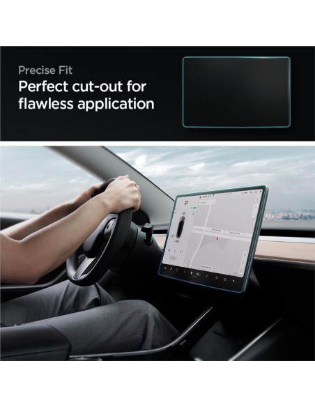 Spigen Glas.tR EZ Fit grūdintas stiklas, skirtas Tesla modeliui Y/ 3 Spigen Glas.tR EZ Fit grūdintas stiklas, skirtas Tesla modeliui Y/ 3